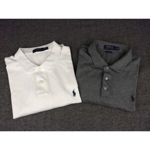 Polo Ralph Lauren Golf Shirt Men XXL 100% Cotton White Heather‎ Gray Pony Lot/2